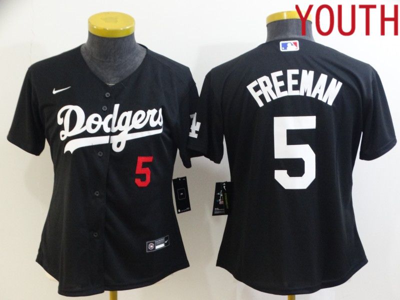 Youth Los Angeles Dodgers #5 Freddie Freeman Black Nike 2022 MLB Jersey